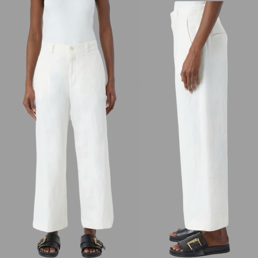 Closed linen-blend wide leg pants. EUC